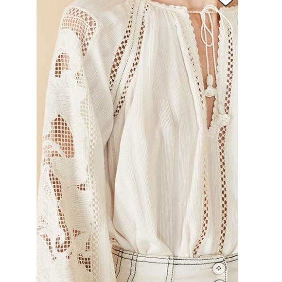 Ulla Johnson Miska Embroidered Crochet Blouse Top 4 - Picture 2 of 8